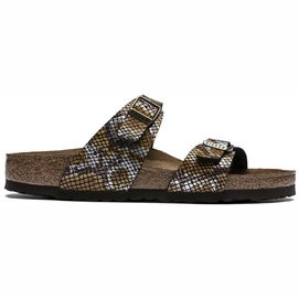 Slipper Birkenstock Sydney Microfiber Python Brown Narrow Damen