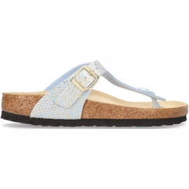 Zehentrenner Birkenstock Gizeh Microfiber Shiny Python Dusty Blue Regular Damen