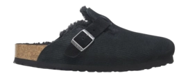 Sabots Birkenstock Unisex Boston VL Corduroy Teddy Shearling Suede Fur Corduroy Black Narrow