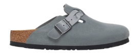 Clogs Birkenstock Boston Braided Suede Leather Damen Basalt Gray Narrow