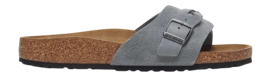 Slipper Birkenstock Oita Braided Suede Leather Damen Basalt Gray Narrow