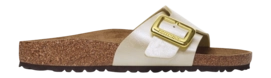 Slipper Birkenstock Catalina Cushion Buckle Birko-Flor Damen Graceful Pearl White Narrow