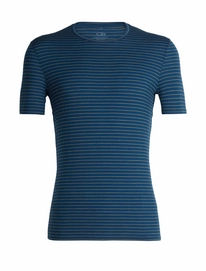 Funktionsunterhemd Icebreaker Anatomica SS Crewe Prussian Blue Ginger Stripe Herren