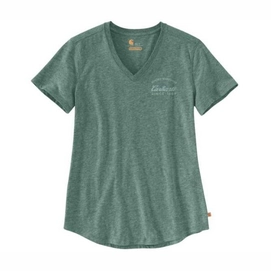 T-Shirt Carhartt Women Lockhart Graphic V-Neck Musk Green Heather Nep-XS