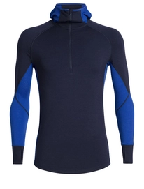 Langarmshirt Icebreaker 260 Zone LS Half Zip Hood Midnight Navy Surf Herren