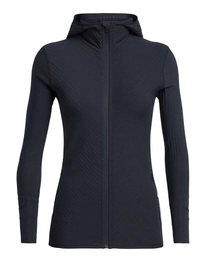 Vest Icebreaker Women Descender LS Zip Hood Midnight Navy