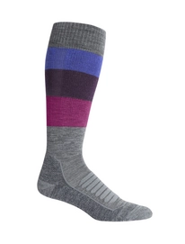 Socken Icebreaker Ski Plus Medium OTC Wide Stripe Gritstone Heather Damen