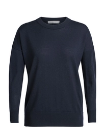 Pull Icebreaker Women Shearer Crewe Sweater Midnight Navy
