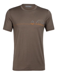 T-Shirt Icebreaker Mens Tech Lite SS Crewe Single Line Camp Driftwood
