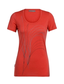 T-Shirt Icebreaker Femme Tech Lite SS Scoop Leaf Fire