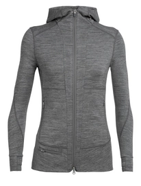 Gilet Icebreaker Women Quantum II LS Zip Hood Gritstone Heather