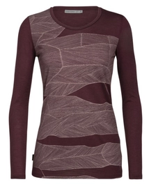 Longsleeve Icebreaker Women Tech Lite LS Low Crewe Melt Layers Redwood