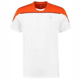 T-shirt de Tennis K Swiss Men Hypercourt Block Crew Tee 3 White Spicy Orange