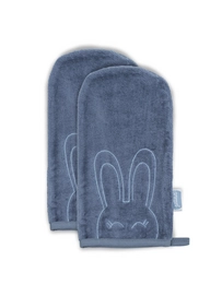 Washandje Jollein Velvet Terry Sweet Bunny Blue (2-delig)