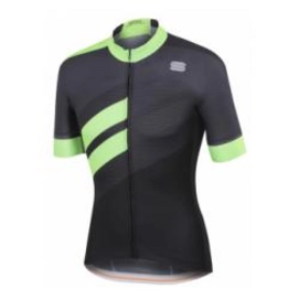 Fietsshirt Sportful Men Bodyfit Team Jersey Black Green Fluo
