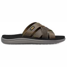 Flip Flops Teva Men Voya Slide Leather Dark Olive-Shoe Size 40.5