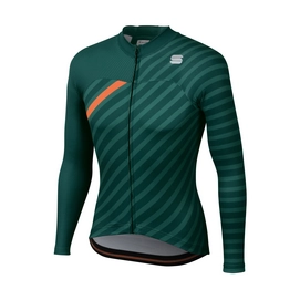 Fietsshirt Sportful Men Bodyfit Team Winter Jersey Sea Moss Green Orange SDR