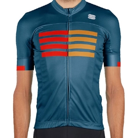Fahrradtrikot Sportful Wire Jersey Blue Twilight Fire Red Gold Herren