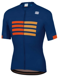 Fietsshirt Sportful Men Wire Jersey Blue Twilight Fire Red Gold