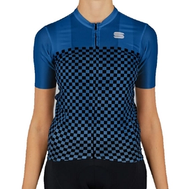 Fietsshirt Sportful Women Checkmate Jersey Blue Ceramic