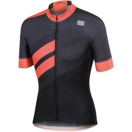Fietsshirt Sportful Men Bodyfit Team Jersey Black Coral Fluo