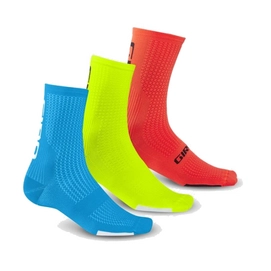 Fietssok Giro HRC Team 3 Pack Blue Highlight Yellow Vermillion