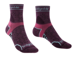 Sok Bridgedale Women Trail Run Lightweight T2 Merino Sport 3/4 Crew Charcoal Purple