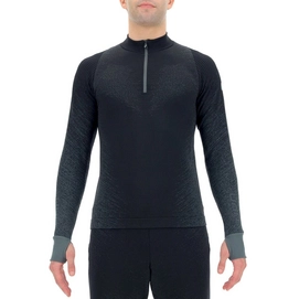 Shirt UYN Men Running Exceleration L/S Zip Up Black Cloud