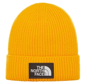 Muts The North Face TNF Logo Box Cuffed Beanie Zinnia Orange Asphalt Grey