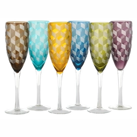 Champagneglas POLSPOTTEN Blocks Multi (Set van 6)
