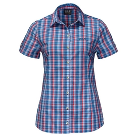 Chemise à Manches Courtes Jack Wolfskin River Shirt Women Ocean Wave Checks