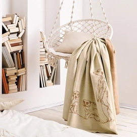 Jacquard Plaid Ibena Sorrento Stokstaartje Beige/Bruin