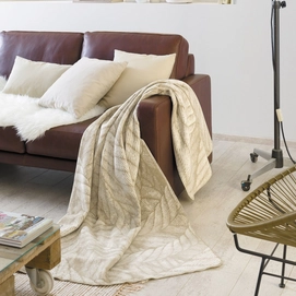 Jacquard Decke Ibena Sorrento Seil Beige