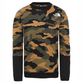 Pullover The North Face Graphic LS Crew Burnt Olive Green Waxed Camo Print Herren