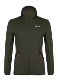 Gilet Salewa Homme Puez Melange Polarlite à Capuche Dark Olive Melange