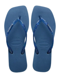 Slipper Havaianas Women Square Logo Metallic Comfy Blue