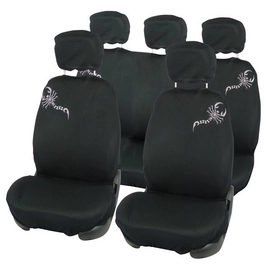 Stoelhoesset Carpoint Scorpion Zwart Grijs (9-delig)