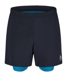 Sporthose Odlo 2-In-1 Short Zeroweight 5 Inch Men Black Saxony Blue
