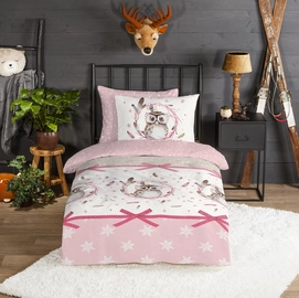Dekbedovertrek Good Morning Owl Pink Flanel