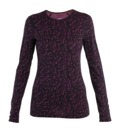 Ondershirt Icebreaker Women Merino 200 Oasis LS Crewe Macro Camo Tempo Black Nightshad AOP