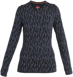 Maillot de Corps Icebreaker Femme Merino 260 Vertex LS Crewe Macro Forms Graphite Noir