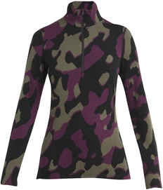 Ondershirt Icebreaker Women Merino 260 Vertex LS Half Zip Natural Camo Black Loden Nightshade