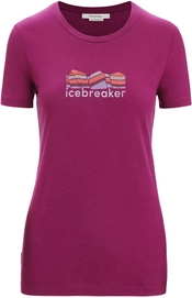 T-Shirt Icebreaker Women Tech Lite II SS Tee Mountain Geology Go Berry-L