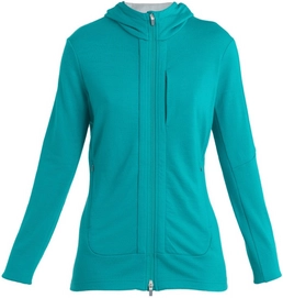Sweatshirt Zip Icebreaker Women Quantum III LS Zip Hood Flux Green Ether