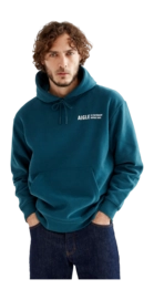 Pull Aigle Men Printed Hooded Sweatshirt Storm Blue
