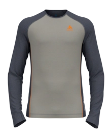 Unterhemd Odlo Bl Top Crew Neck L/S Natural Performance Herren Silver Cloud India Ink Melange