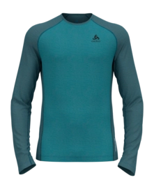 Unterhemd Odlo Bl Top Crew Neck L/S Natural Performance Herren Saxony Blue Deep Dive Melange
