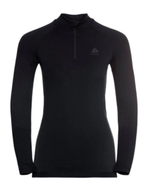 Undershirt Odlo Women Bl Top Turtle Neck L/S Half Zip Performance Black New Odlo Graphite Grey