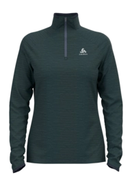 T-shirt anches longues Odlo pour femmes, couche intermédiaire 1/2 zip Essential Thermal India Ink Melange