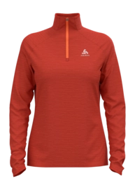 Langarmshirt Odlo Mid Layer 1/2 Zip Essential Thermal Damen Cinnabar Melange